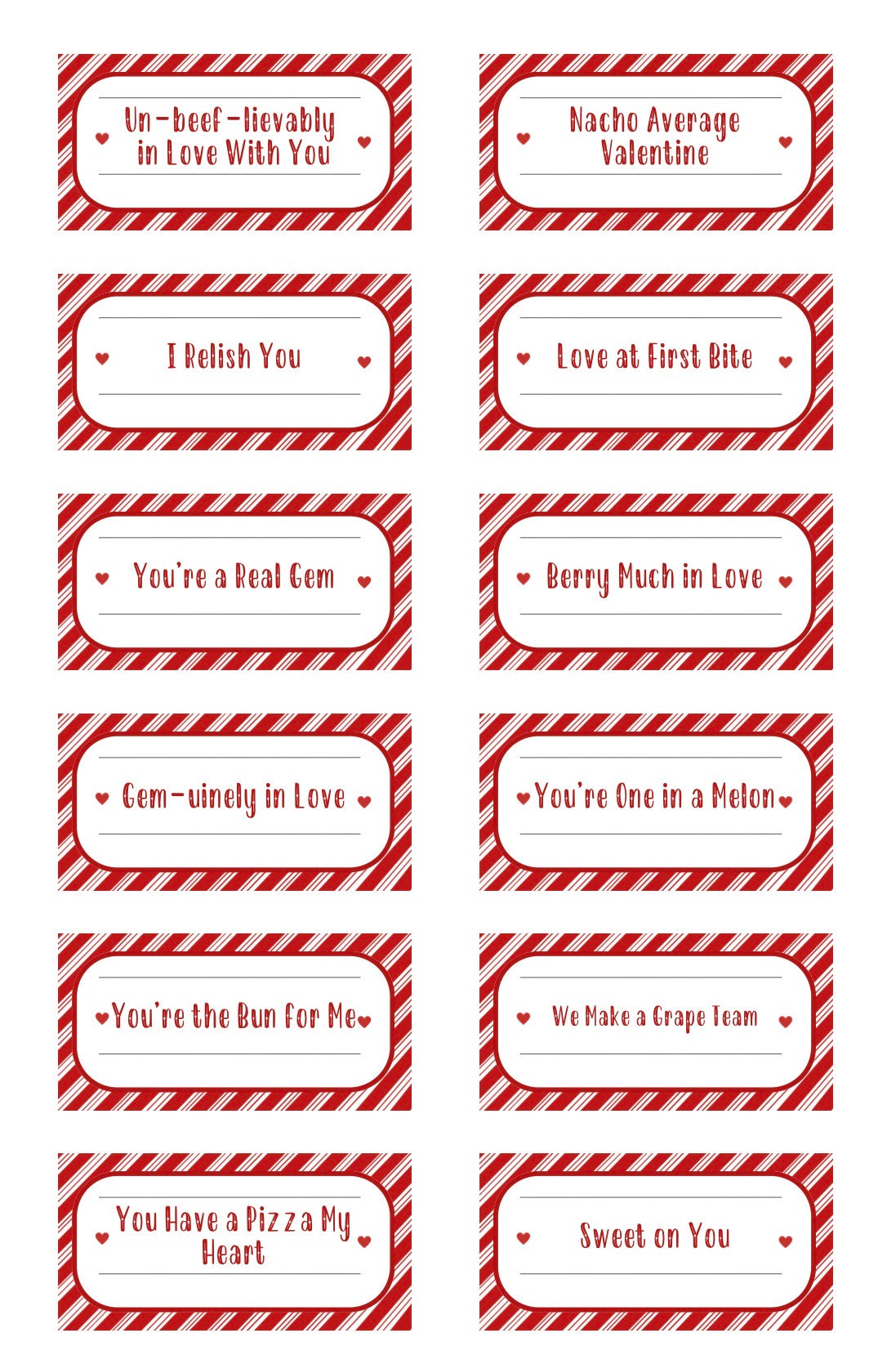Valentine’s Food Pick Flags – Punny Snack Toppers (Digital Download) ❤️