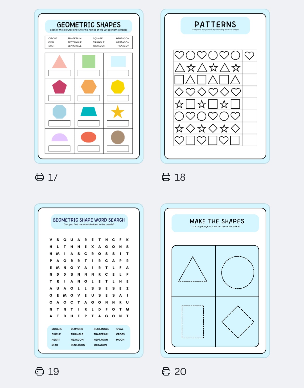 🔺✨ Geometric Shapes Workbook – Digital Download ✨🔵