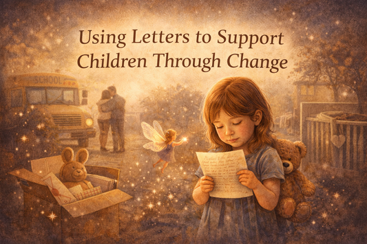 Child holding a comforting letter during a time of change, symbolising emotional support and reassurance through storytelling