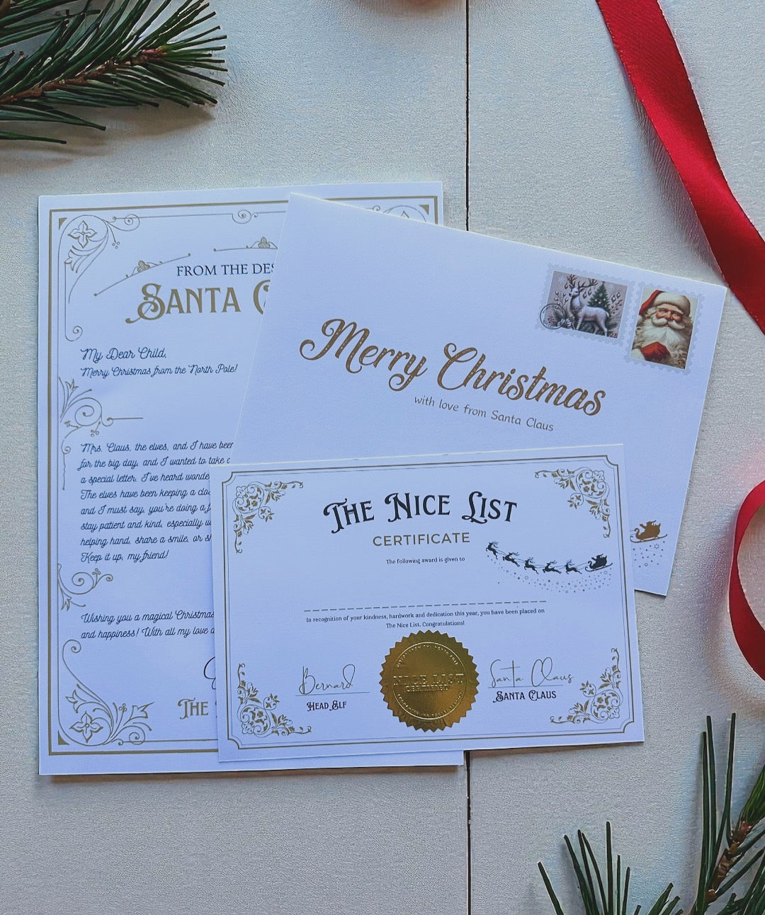 🎅✨ Classic Santa Letter & Nice List Certificate Bundle 🎄