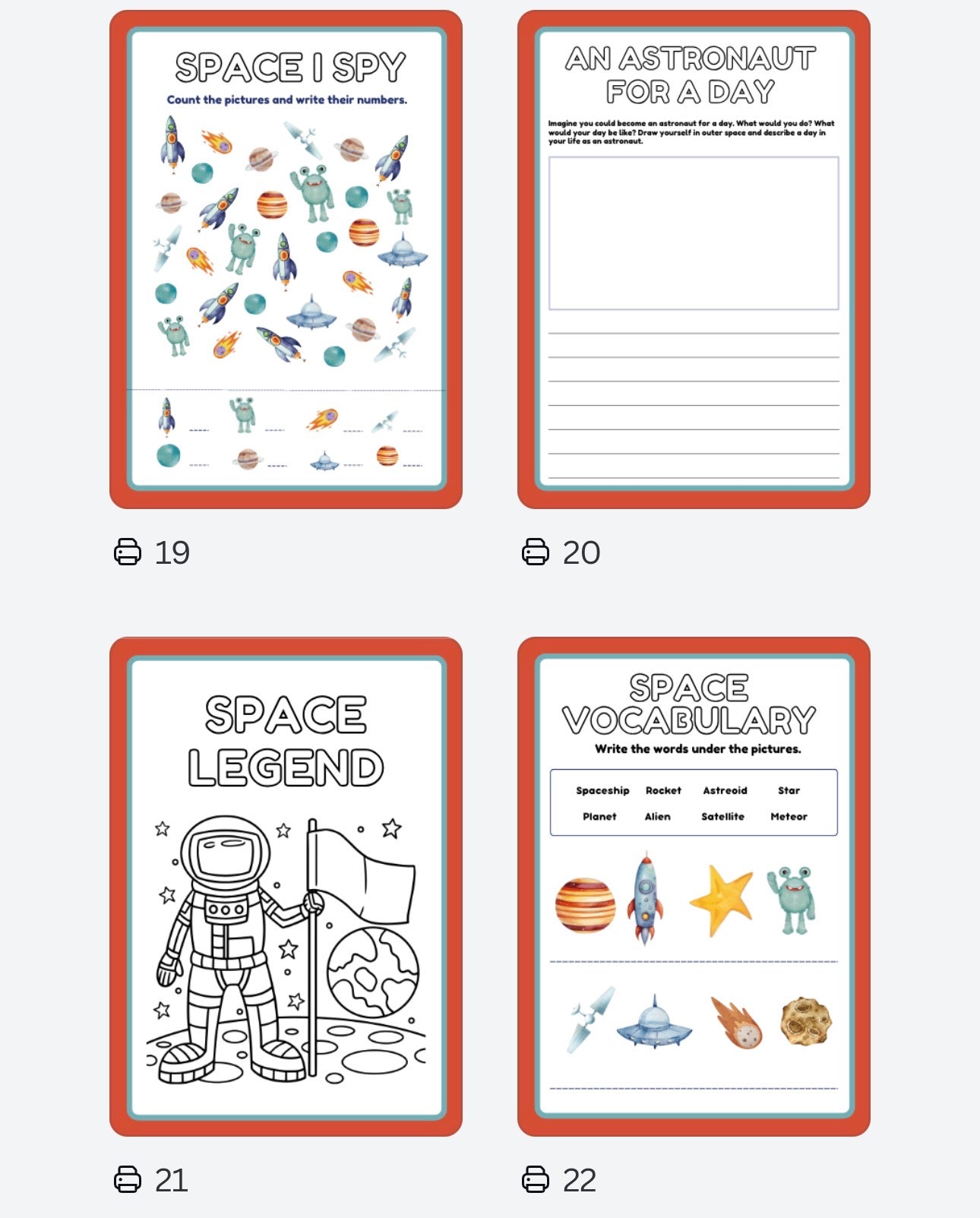 🌌 Space Fun Activity Book (28 Pages) – Digital Download