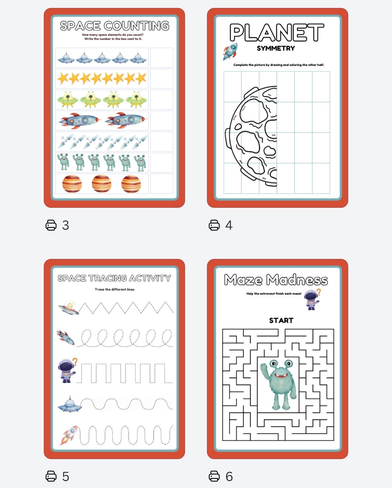 🌌 Space Fun Activity Book (28 Pages) – Digital Download