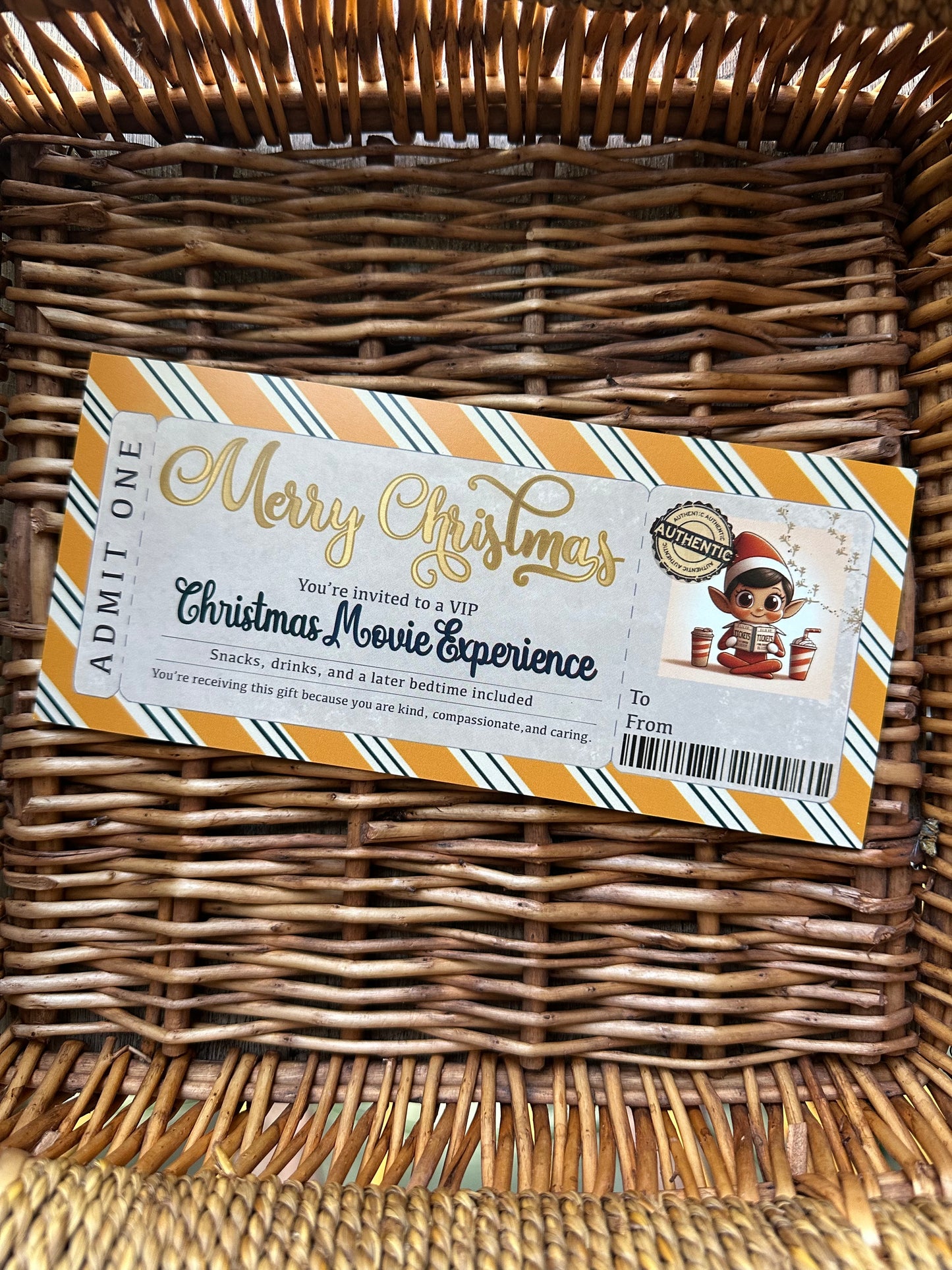 🎄🎬 Retro Elf Movie Night Ticket ✨🧝
