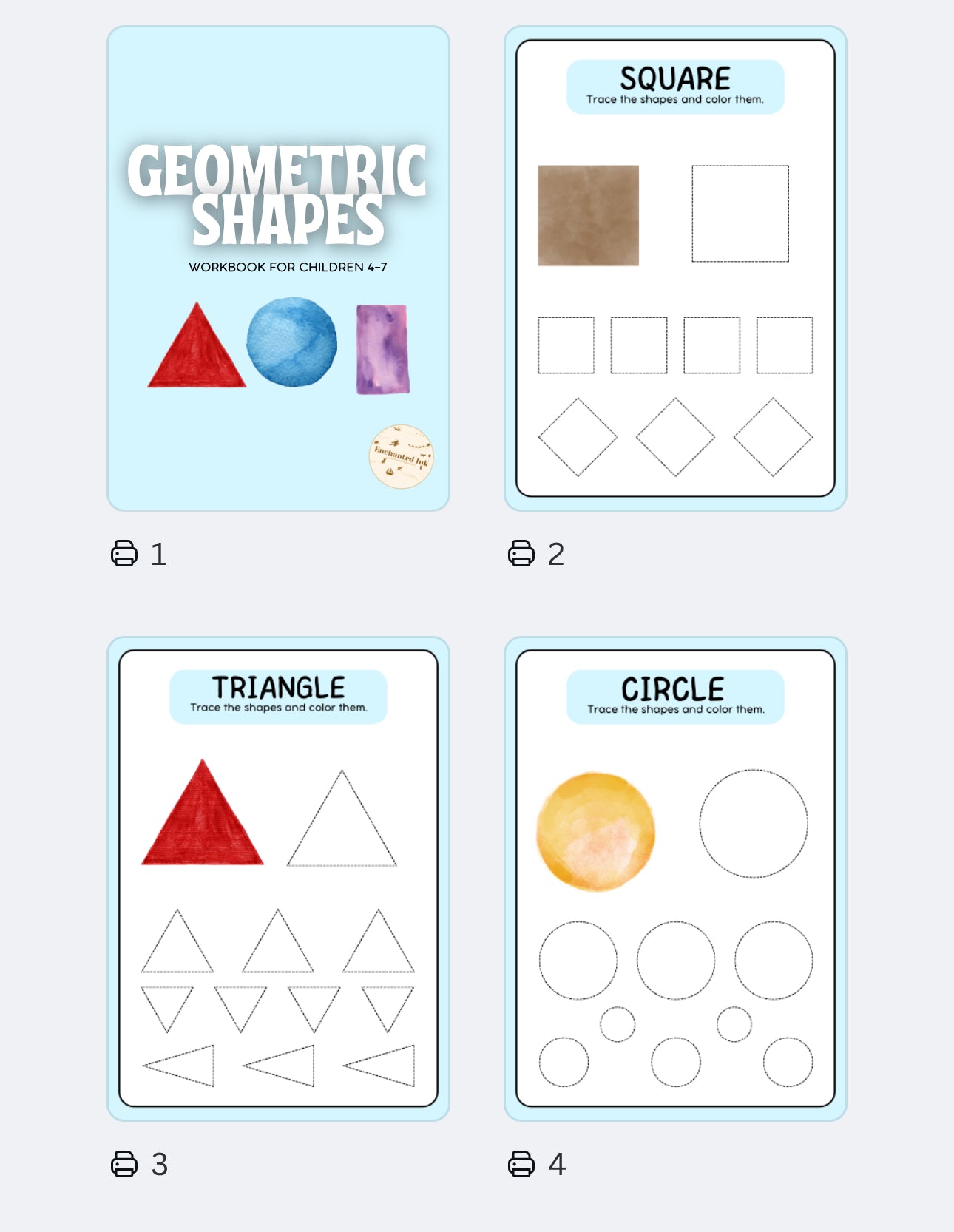 🔺✨ Geometric Shapes Workbook – Digital Download ✨🔵