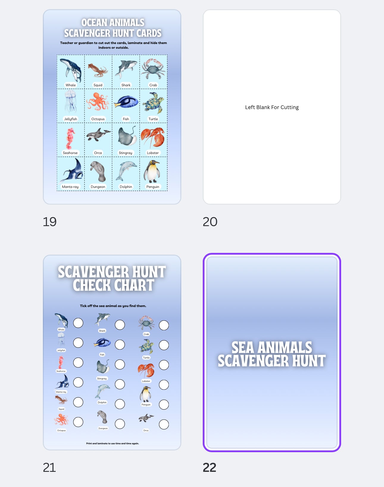 🐠🌊 Sea Animals Workbook – Digital Download 🐳🐚