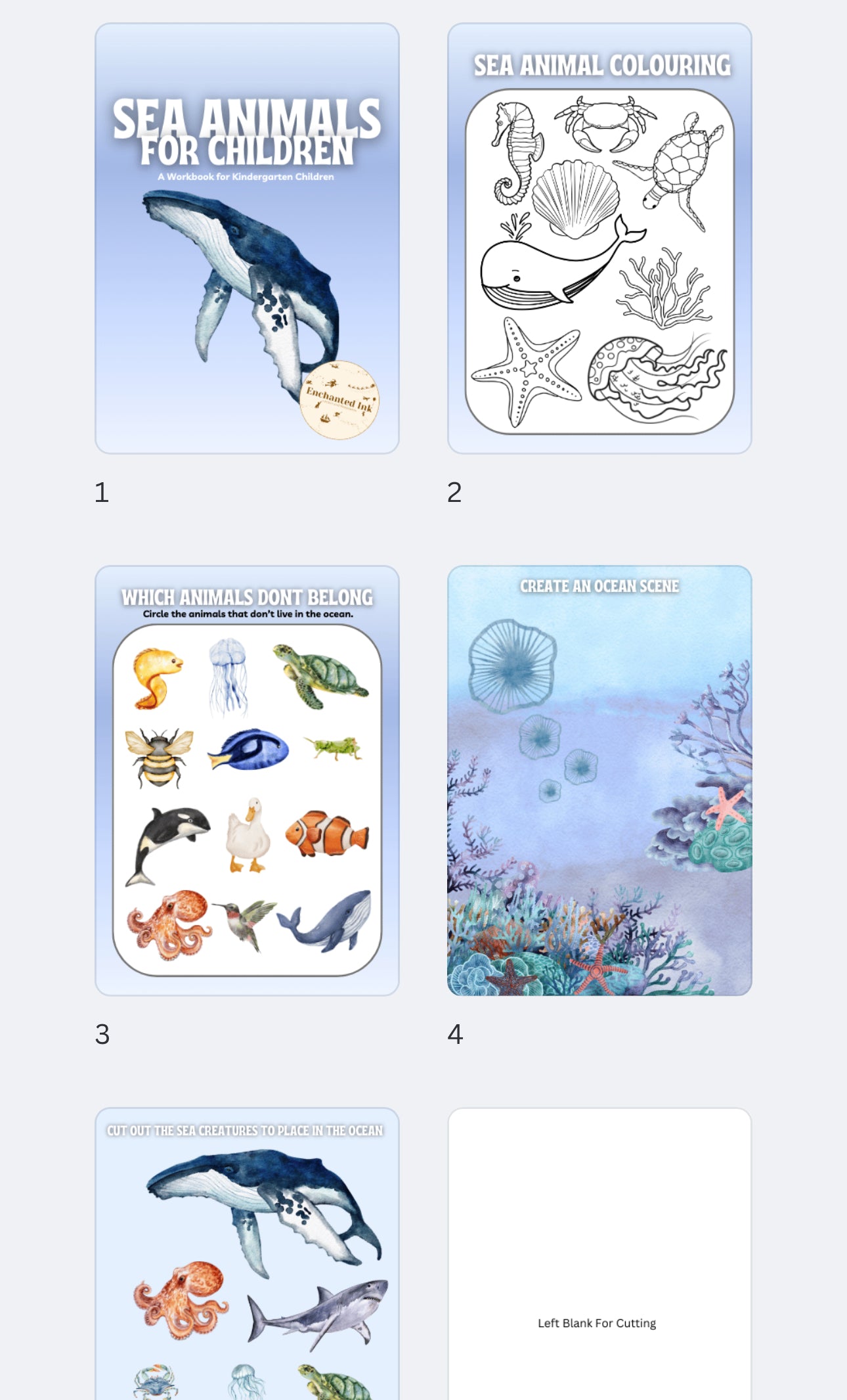 🐠🌊 Sea Animals Workbook – Digital Download 🐳🐚