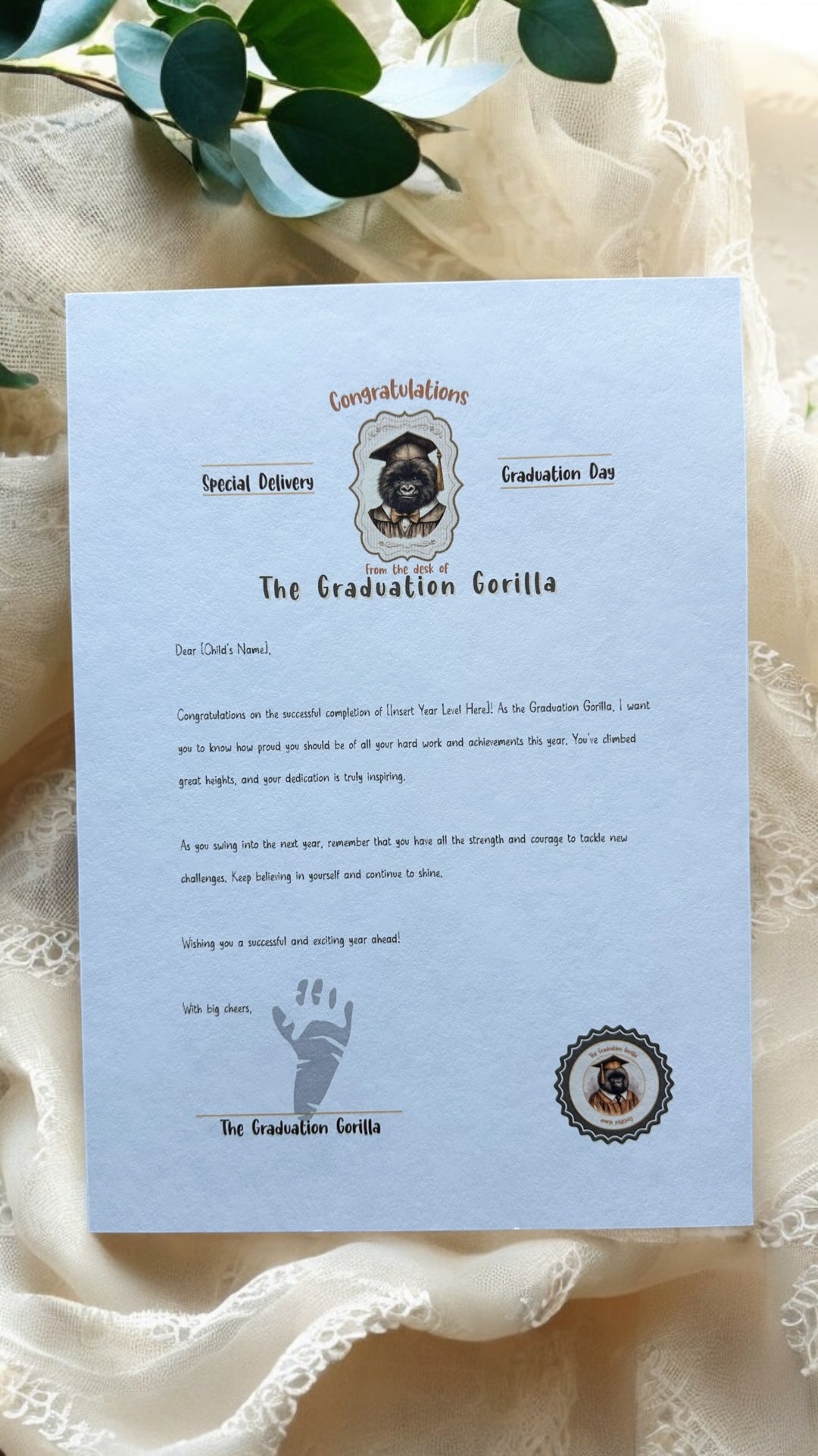 🎓🦍 Vintage Graduation Gorilla Keepsake 🎓🦍