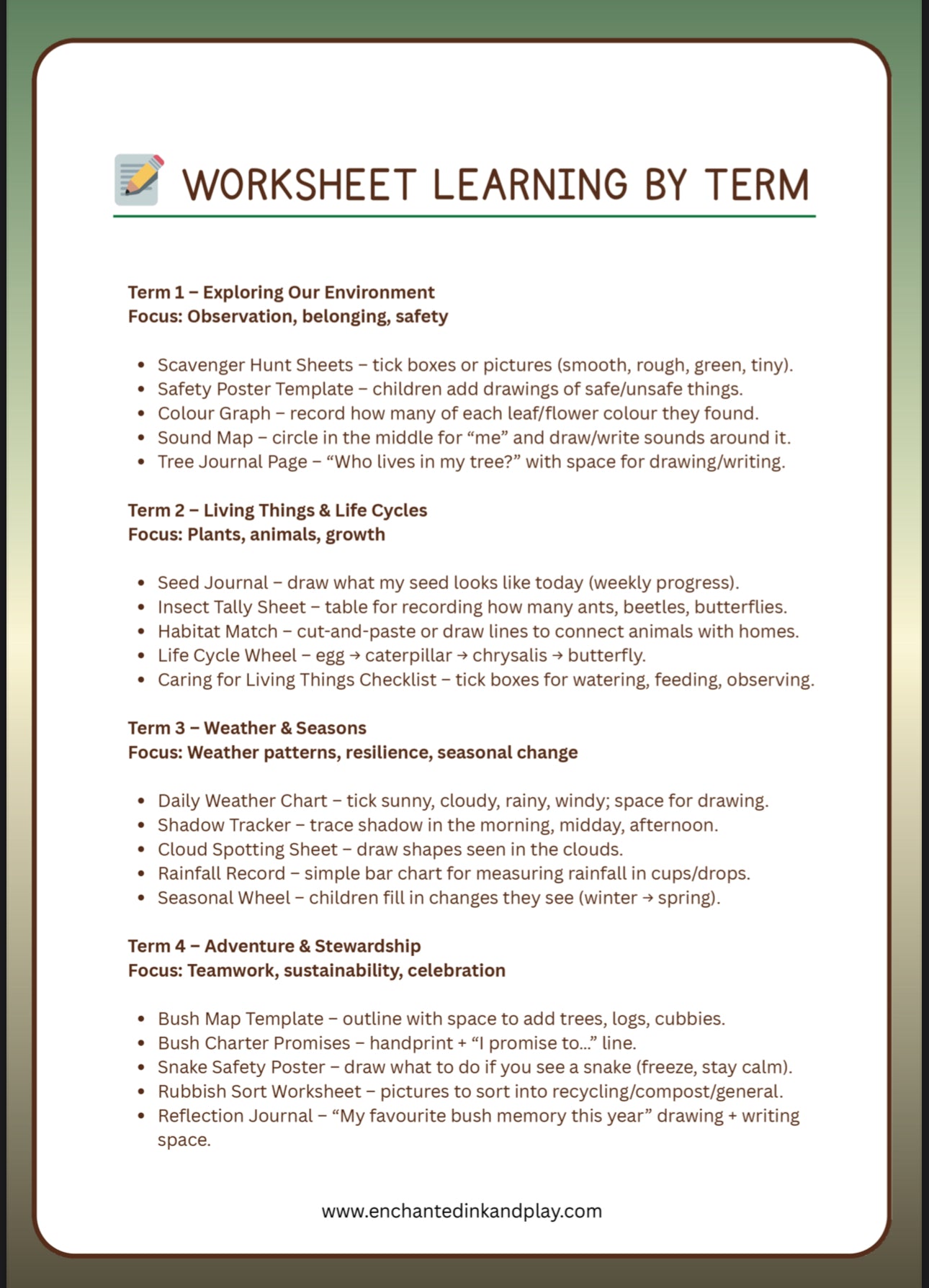 🌿 Bush Kindergarten Program Pack