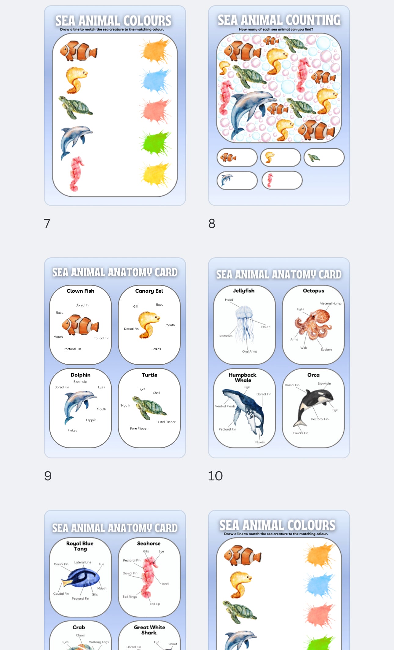 🐠🌊 Sea Animals Workbook – Digital Download 🐳🐚