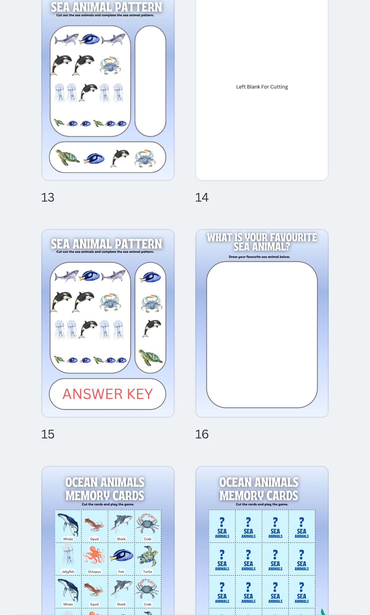 🐠🌊 Sea Animals Workbook – Digital Download 🐳🐚